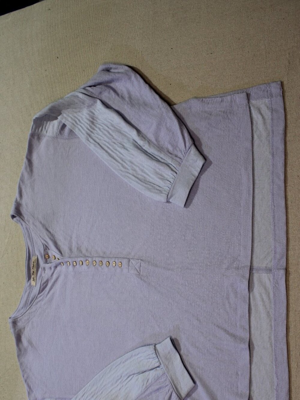Free People We the Free Must Have Henley Thermal Textured Top, Lilac, Sz L